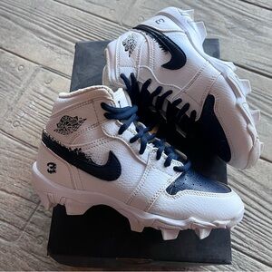Nike Jordan 1 Kids White and Blue Cleats